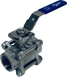 Ebora  3-teilige Edelstahl Kugelhahn 1 1/4 BSPP, PN63 mit Aufbauflansch ISO5211 F04/F05, Quadrat 11 mm, mit Handhebel QC18-31126