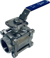 Ebora  3-delige RVS kogelkraan 2 BSPP, PN63 met opbouwflens ISO5211 F05/F07, vierkant 14 mm, met hendel QC18-31128