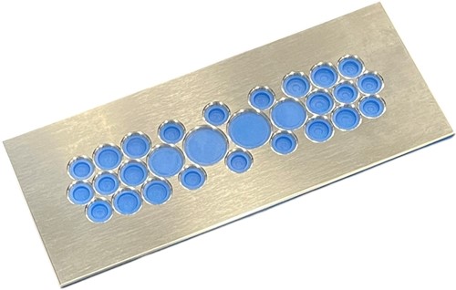 MurrPlastik RVS/EPDM Kabeldurchführungsplatte mit 28 Kabeldurchführungen 221 x 90 mm, 87663968 Cablequick® KDP Metall 90/28 FDA HD