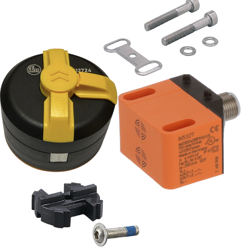 Inductive valve position sensor T for pneumatic actuator with 90 degree switching cam for shaft length 20 mm