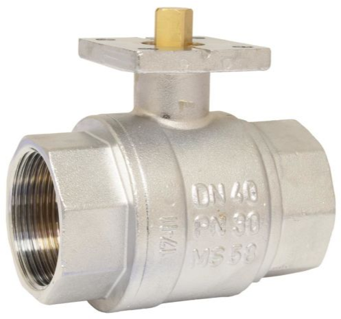 EBKA1100 Ball valve brass / PTFE-FKM, flange for actuator, full bore