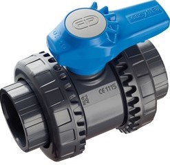 FIP PVC 2-weg water kogelkraan VEEIV EPDM lijmmof d32, VEEIV032E