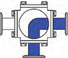 Ball valve 3- Way DN50PN16, L-Configuration<br>StSt1.4408/PTFE-FKM<br>ISO Mounting pad F07/F10, vkt17<br>connection: Flange, EBZD311407-2