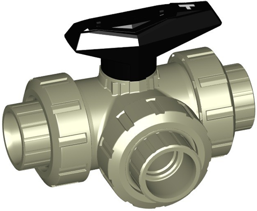 Georg Fischer 167543514, Ball Valve 543 PP-H/FKM T-H d32DN25, Welding socket SF horizontal T-bore