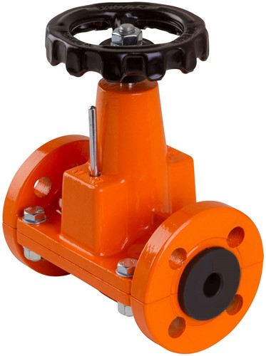 AKO Armaturen Mechanisches Schlauchquetschventil OV, Flansch (DIN) Aluminium/Natrlich gummi DN 15, OV015.03.30M