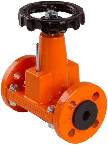 AKO Armaturen Manual controlled pinch valve OV, Flange (DIN) Aluminium/Natural rubber DN 20, OV020.03.30M