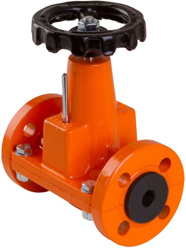 AKO Armaturen Manual controlled pinch valve OV, Flange (DIN) Aluminium/Neoprene DN 25, OV025.01.30M