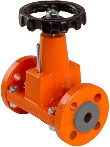 AKO Armaturen Mechanisches Schlauchquetschventil OV, Flansch (DIN) Aluminium/EPDM DN 25, OV025.04L.30M