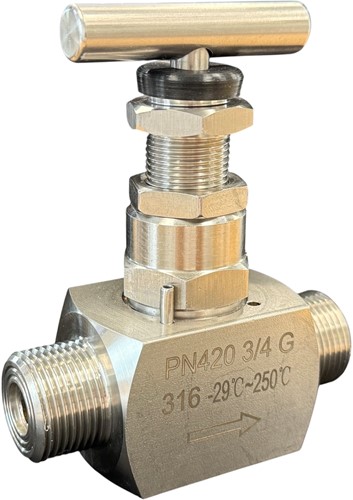 Naaldventiel 3/4 BSPP buitendraad, RVS 316 PN420, NVA-31124