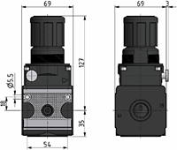 Pneumatische membraanpomp Droogloopbeveiliging G1/2 met geïntegreerde startknop, EBPDDR-1/2-2