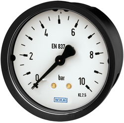Wika Bourdon buis manometer, koperlegering Paneelmontage serie