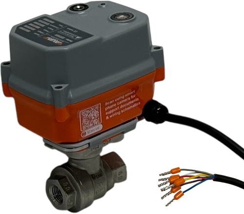 Ebora  2-teiliger Edelstahl-Kugelhahn 1/4 BSPP, PN63, mit Antrieb-AVA B10, Edelstahl/PTFE-FKM, 24V 50Hz, Laufzeit 5sec. EBQB18-31121-Ava B10 24 V