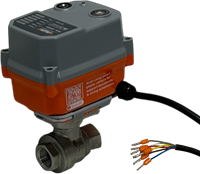 Ebora  2-teiliger Edelstahl-Kugelhahn 3/8 BSPP, PN63, mit Antrieb-AVA B10, Edelstahl/PTFE-FKM, 24V 50Hz, Laufzeit 5sec. EBQB18-31122-Ava B10 24  V