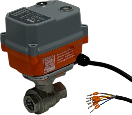 Ebora  2-teiliger Edelstahl-Kugelhahn 3/8 BSPP, PN63, mit Antrieb-AVA B10, Edelstahl/PTFE-FKM, 24V 50Hz, Laufzeit 5sec. EBQB18-31122-Ava B10 24  V