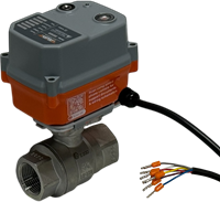 Ebora  2-teiliger Edelstahl-Kugelhahn 3/4" BSPP, PN63, mit Antrieb-AVA B10, Edelstahl/PTFE-FKM, 24V 50Hz, Laufzeit 5sec. EBQB18-31124-Ava B10 24 V