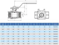 Ebora  2-teilige Edelstahl Kugelhahn 3/8 BSPP, PN63 mit Aufbauflansch ISO5211 F03/F04, Quadrat 9 mm, mit Handhebel QB18-31122-2