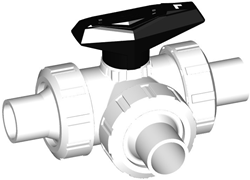 Georg Fischer Kogelkraan 543 PVDF/FKM T-H d40DN32, stomplaseind IR-Plus sf Horizontaal T-boring, 175543355