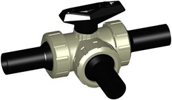 Georg Fischer Kogelkraan 543 PP-H/EPDM T-H d50DN40, stomplaseind lang SDR11 PP-H Horizontaal T-boring, 167543326