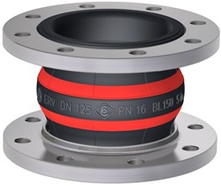 Elaflex Rubber compensator type ROTEX DN125, L=160 mm flenzen DIN PN16 verzinkt staal