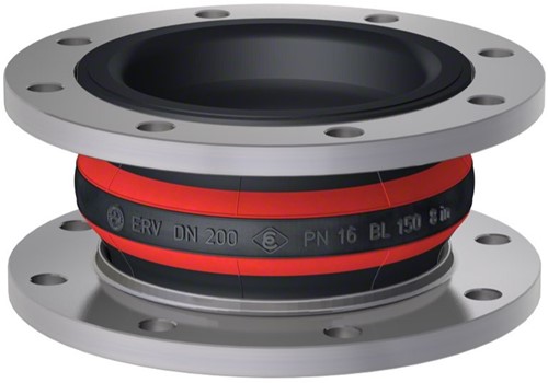 Elaflex Rubber compensator type ROTEX DN200, L=150 mm flenzen DIN PN10 verzinkt staal