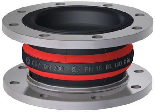 Elaflex Rubber compensator type ROTEX DN200, L=160 mm flenzen DIN PN10 verzinkt staal