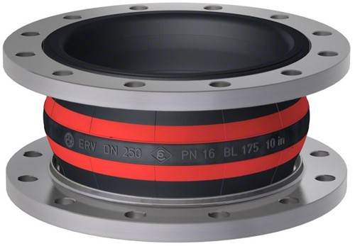 Elaflex Rubber compensator type ROTEX DN250, L=175 mm flenzen DIN PN10 verzinkt staal