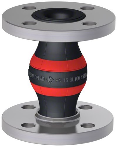 Elaflex Rubber expansion joint type ROTEX DN40, L=160 mm flanges DIN PN16 galvanized steel