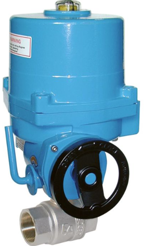 Ball valve-VU, 4 , with drive-NE09 brass/PTFE-FKM, 230V 50Hz, Duration 17s