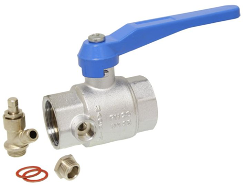 Ball valve 11/4 , PN20, brass / PTFE FKM Female, full bore, with drain