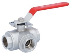 3-way ball valve 1 , PN20, brass / PTFE FKM T-bore, sealed on all