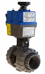 Electric operated PVC-U ball valve d110/DN100 EPDM, 24-230 V AC/DC