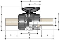 FIP 2-weg doseerkraan - PVDF - VKRIF / VKRDF / VKRBV / VKROF-3