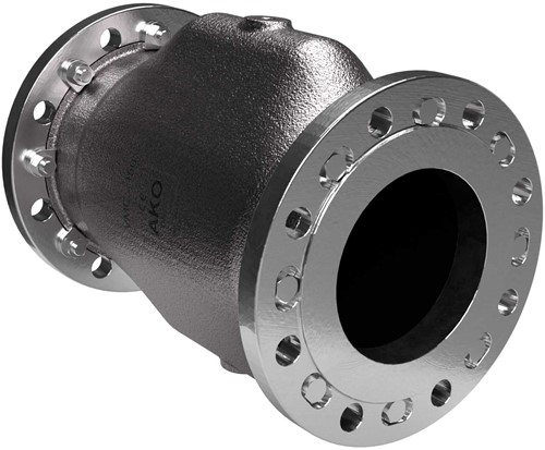 AKO Armaturen Air operated pinch valve VMC, Flange (DIN) Stainless steel 1.4408/Nitrile DN 150, VMC150.07X.50F.50