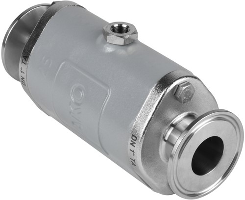 AKO Armaturen Pneumatisches Quetschventil VMC, Klemmstutzen (DIN, row C) Aluminium/Silicone DN 25, VMC25.06K.50TA.30LX