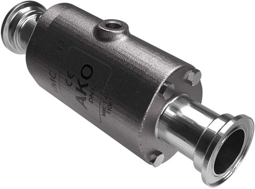 AKO Armaturen Pneumatisches Quetschventil VMC, Hyg. Klemmstutzen (DIN) Edelstahl 1.4408/Natrlich gummi (high temp.) DN 32, VMC32.03H.50RT.50