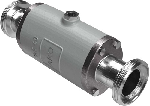 AKO Armaturen Air operated pinch valve VMC, Hyg. threaded spigot (DIN) Aluminium/Natural rubber (high temp.) DN 40, VMC40.03H.50RM.30LX