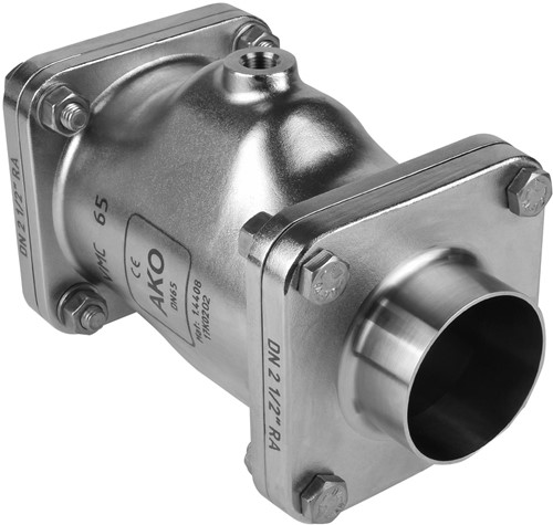 AKO Armaturen Air operated pinch valve VMC, Weld-on ends (ASTM) Stainless steel 1.4408/Nitrile (food, pale) DN 65, VMC65.07LW.50RA.50