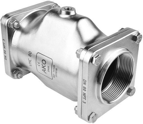 AKO Armaturen Air operated pinch valve VMC, Internal thread (ANSI / ASME) Stainless steel 1.4408/Neoprene DN 80, VMC80.01X.50N.50