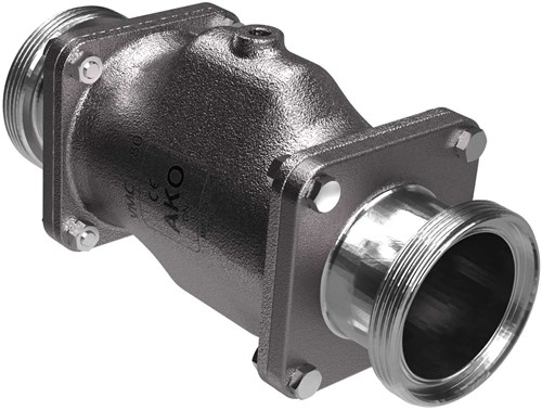 AKO Armaturen Air operated pinch valve VMC, Hyg. threaded spigot (DIN) Stainless steel 1.4408/Natural rubber (food) DN 80, VMC80.02LS.50RM.50