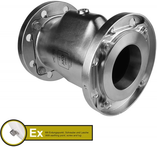 AKO Armaturen Lucht bediende slangafsluiter VMC, Flens (ANSI) RVS 1.4408/Natuurlijk rubber (cond., Siliconen-free) DN 100, VMCX100.03SFLF.50FA.50