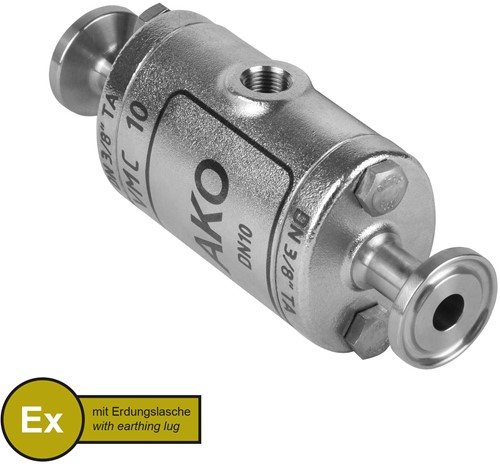AKO Armaturen Pneumatisches Quetschventil VMC, Klemmstutzen (DIN, row C) Edelstahl 1.4408/Nitrile (cond.) DN 10, VMCX10.07LFK.50TA.50
