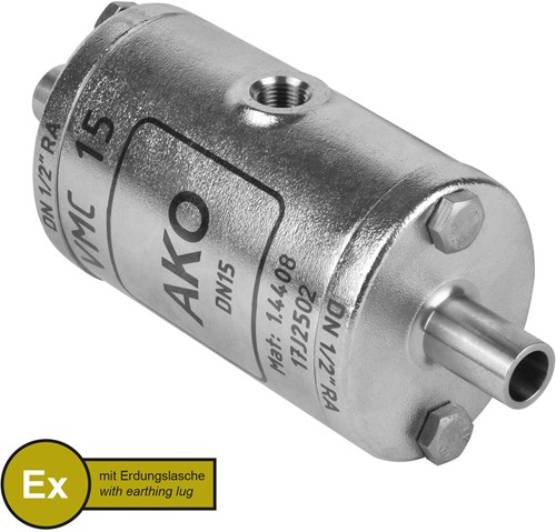 AKO Armaturen Pneumatisches Quetschventil VMC, Anschweienden (ASTM) Edelstahl 1.4408/Nitrile (cond.) DN 15, VMCX15.07LFK.50RA.50