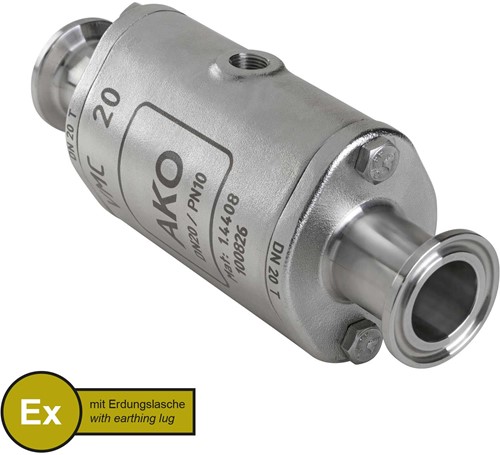 AKO Armaturen Lucht bediende slangafsluiter VMC, Tri-clamp (DIN, row A) RVS 1.4408/Nitrile (cond.) DN 20, VMCX20.07LFK.50T.50