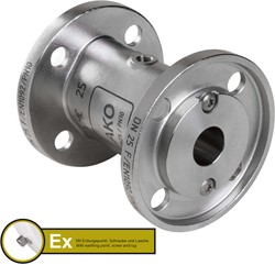 AKO Armaturen Air operated pinch valve VMC, Flange (DIN) Stainless steel 1.4408/Nitrile (cond.) DN 25, VMCX25.07LFK.50F.50