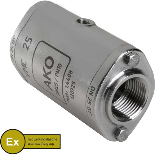 AKO Armaturen Pneumatisches Quetschventil VMC, Innengewinde (DIN) Edelstahl 1.4408/EPDM HTEC (lebensmittel, cond.) DN 25, VMCX25.04HTECKLF.50G.50