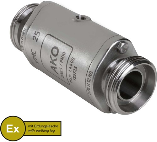 AKO Armaturen Air operated pinch valve VMC, Threaded spigot (DIN) Stainless steel 1.4408/Natural rubber (cond.) DN 25, VMCX25.03LFK.50M.50