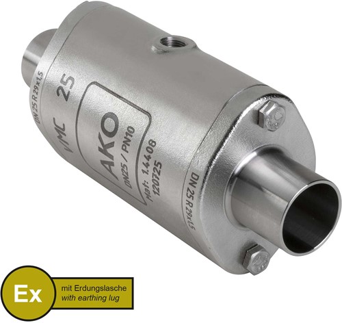 AKO Armaturen Air operated pinch valve VMC, Weld-on ends (DIN) Stainless steel 1.4408/Natural rubber (cond., silicone-free) DN 25, VMCX25.03SFLFK.50R.50