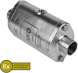 AKO Armaturen Air operated pinch valve VMC, Weld-on ends (ASTM) Stainless steel 1.4408/Natural rubber (cond.) DN 25, VMCX25.03LFK.50RA.50