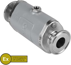 AKO Armaturen Air operated pinch valve VMC, Tri-clamp (DIN, row C) Aluminium/Natural rubber (cond., silicone-free) DN 25, VMCX25.03SFLFK.50TA.30LX