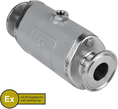 AKO Armaturen Pneumatisches Quetschventil VMC, Klemmstutzen (DIN, row C) Aluminium/Natrlich gummi (cond., silicone-free) DN 25, VMCX25.03SFLFK.50TA.30LX